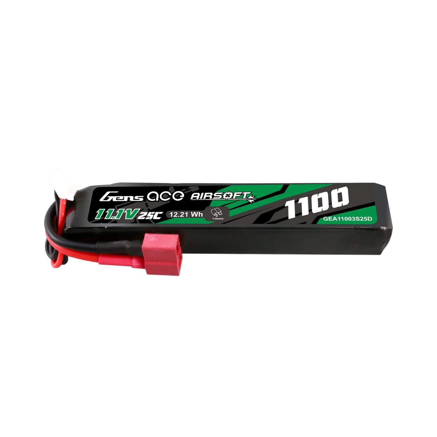 Gens ace 25C 1100mAh 3S1P 11.1V Airsoft Gun Lipo Battery with T Plug