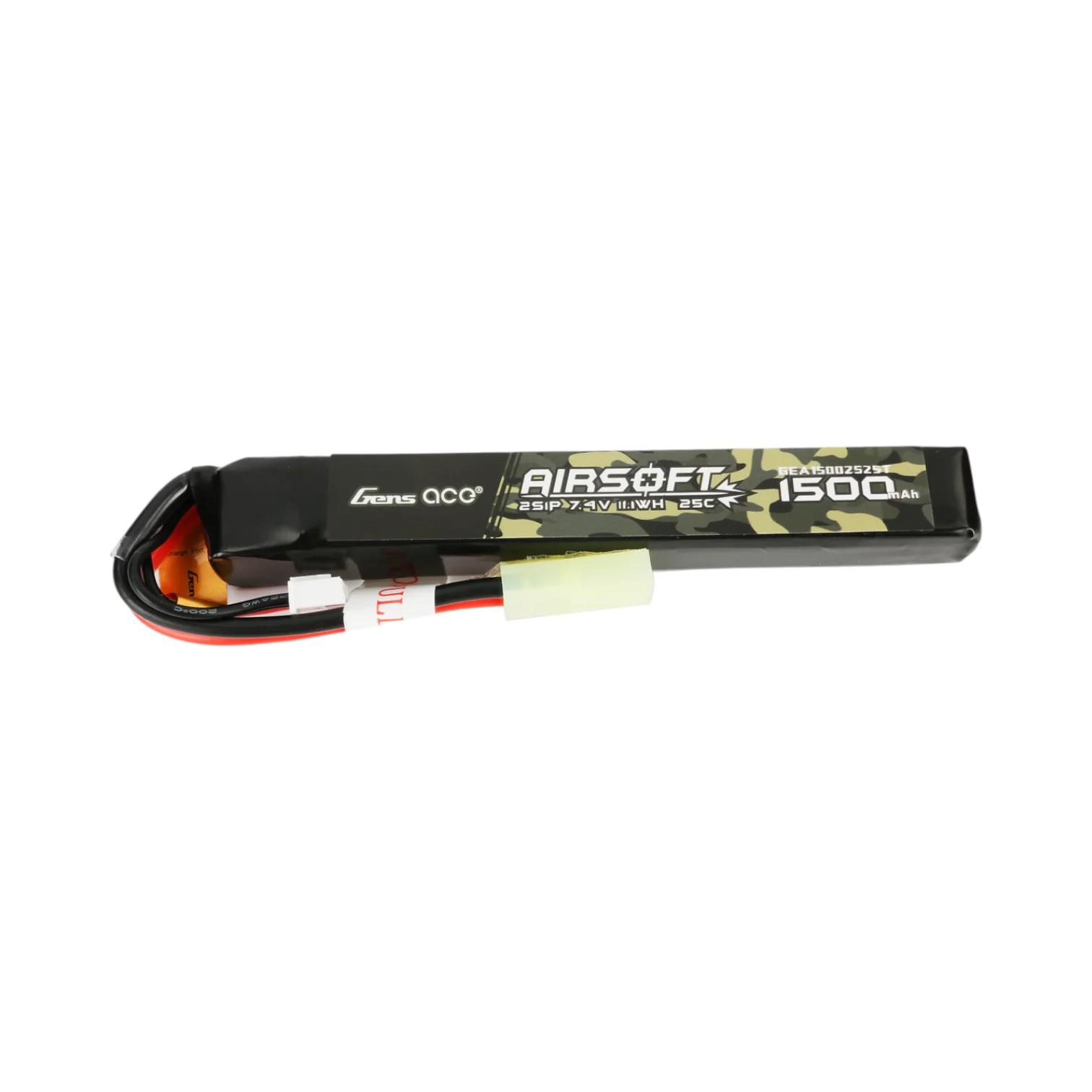 Gens ace 25C 1500mAh 2S1P 7.4V Airsoft Gun Lipo Battery with mini Tamiya Plug
