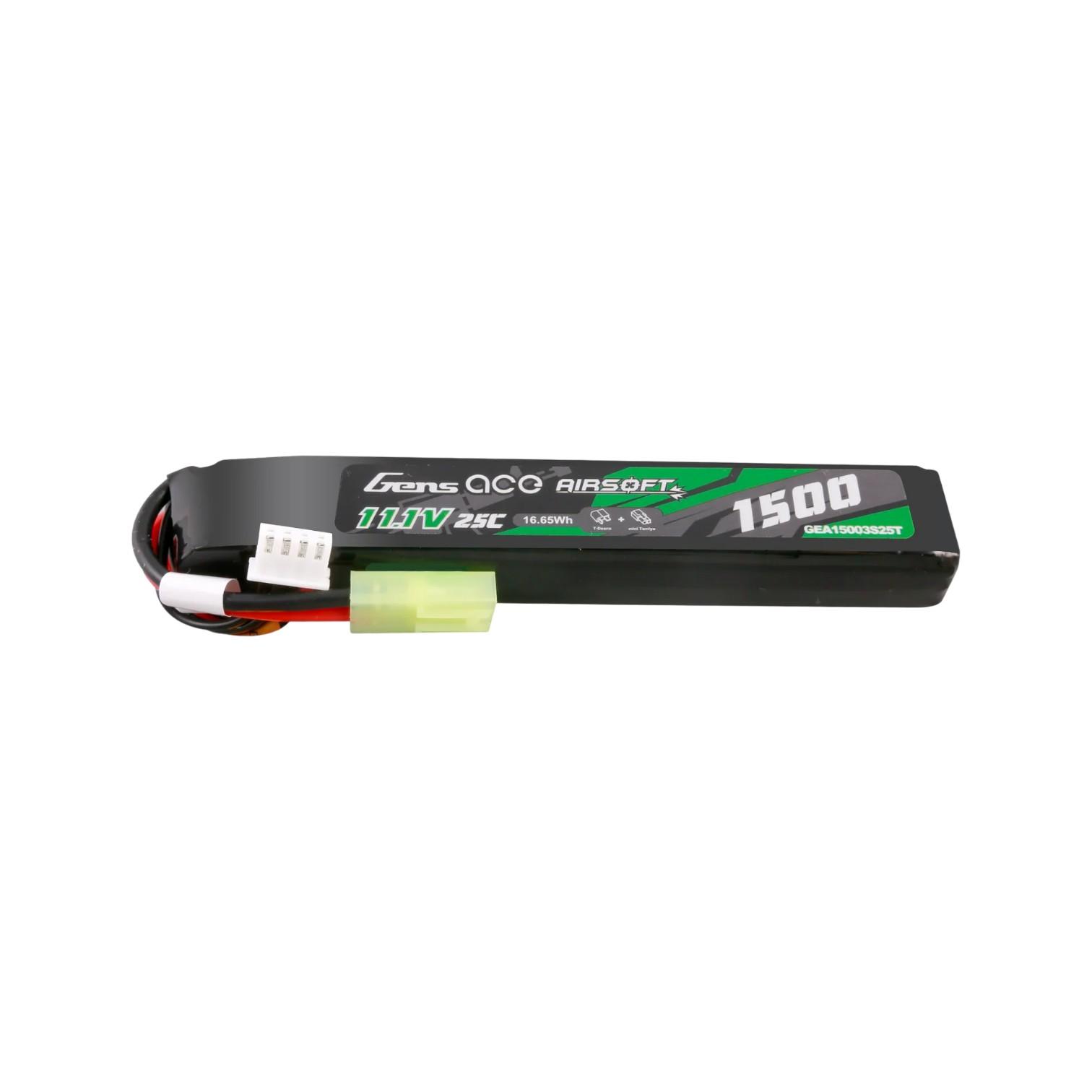 Gens ace 25C 1500mAh 3S1P 11.1V Airsoft Gun Lipo Battery with mini Tamiya Plug