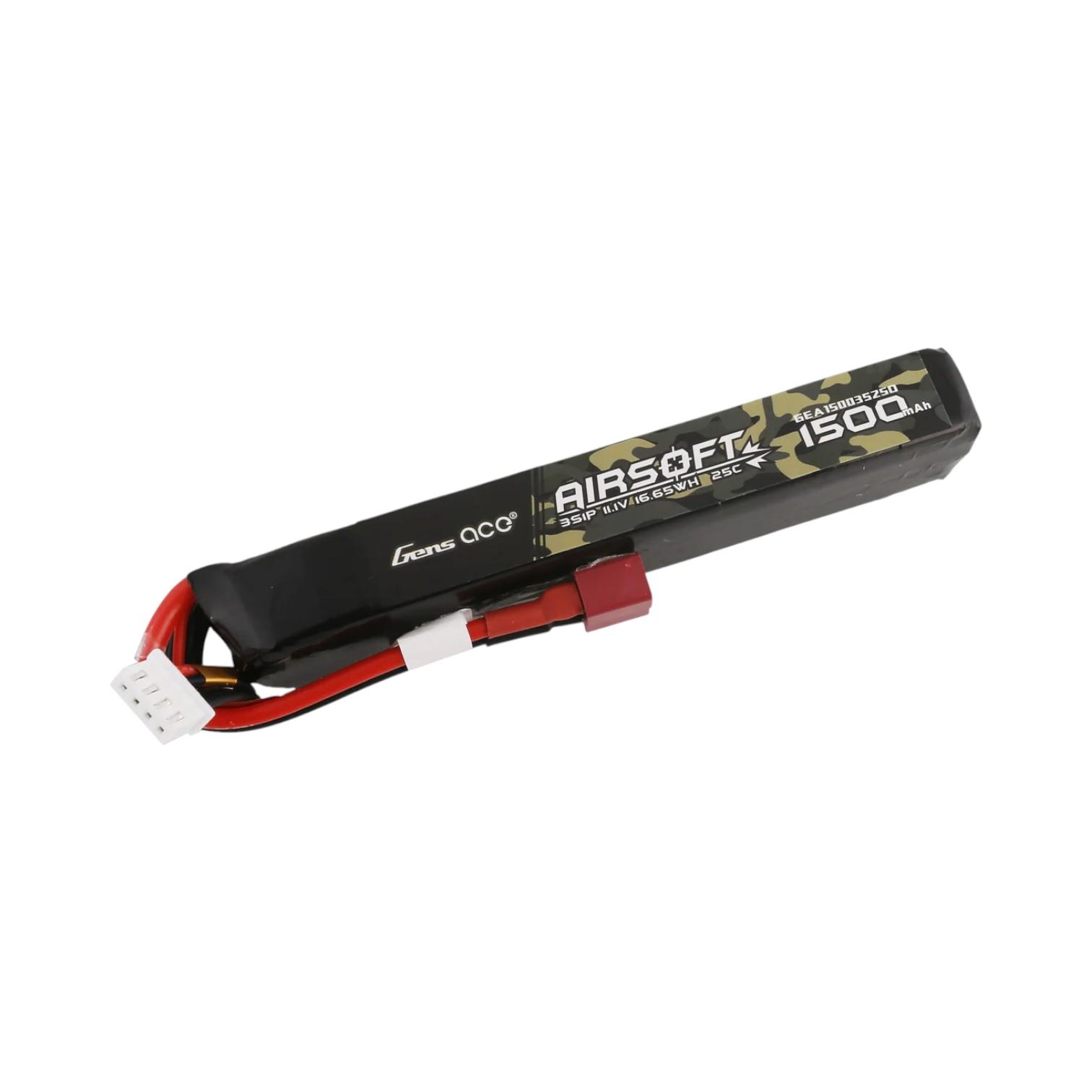 Gens ace 25C 1500mAh 3S1P 11.1V Airsoft Gun Lipo Battery with T Plug